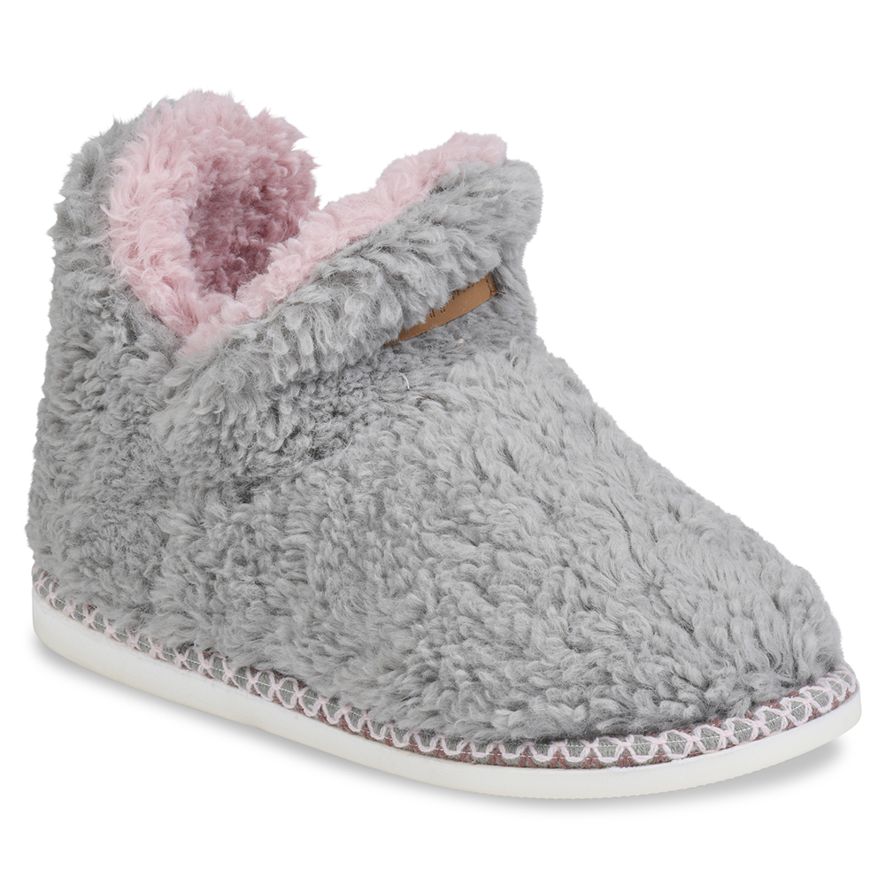 Women's Berber Slip-on Slipper Boot - grey medium