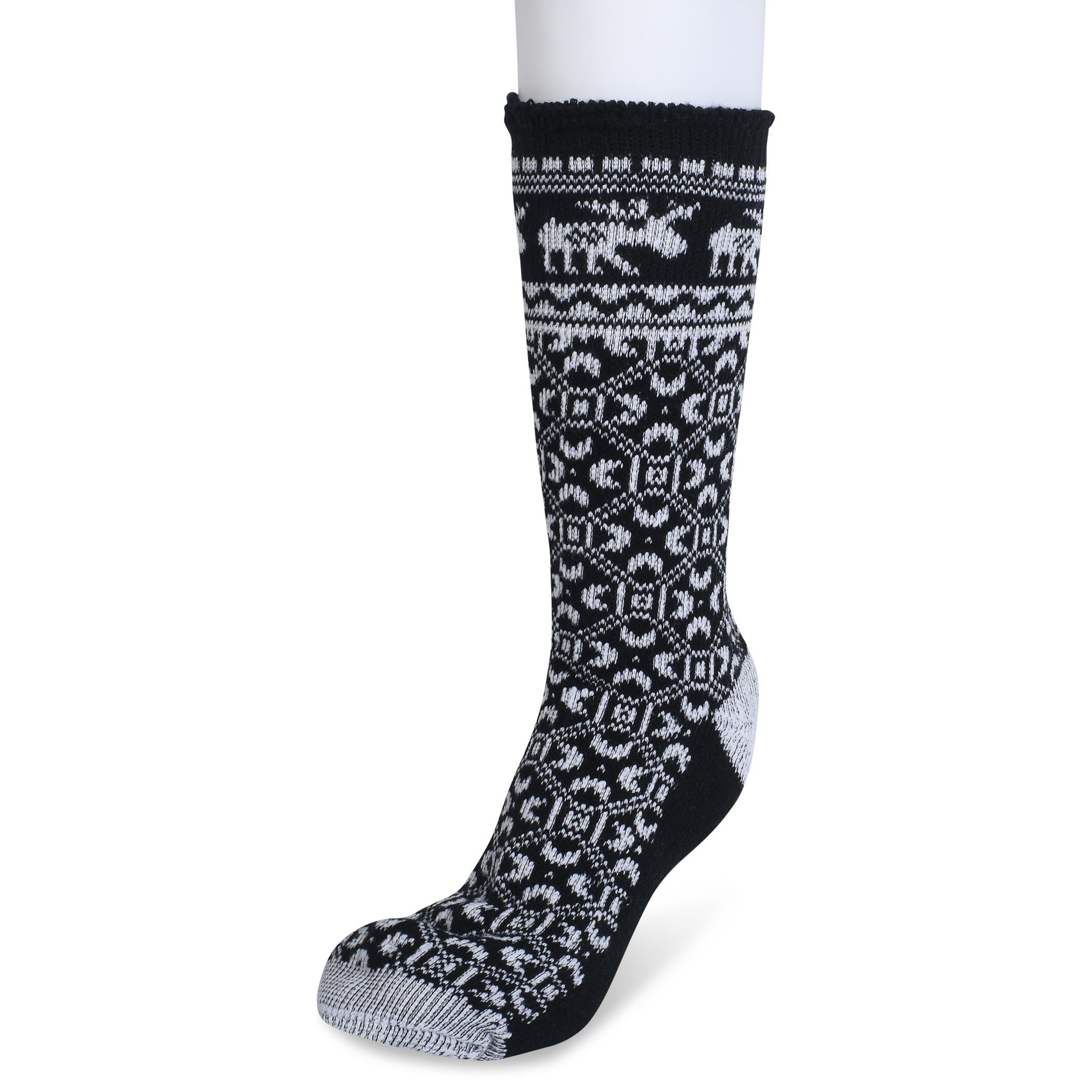 GaaHuu Women's 4x Brushed Pattern Thermal Socks - black moose