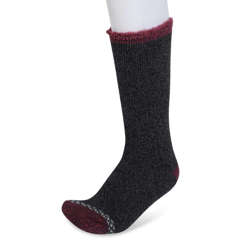 Men's 4X Brushed 2.7TOG Thermal Socks - Black and Burgundy