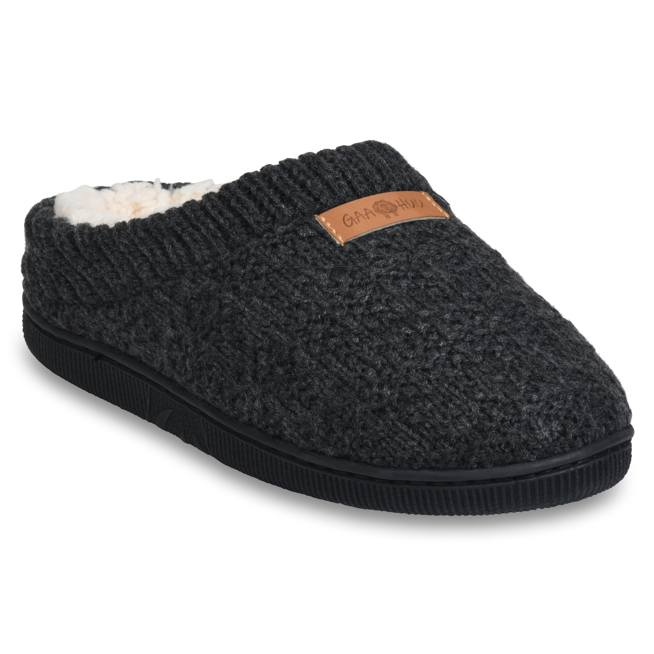 GaaHuu™ Women's Textured Clog Slipper with Rib Knit Trim - charcoal grey small