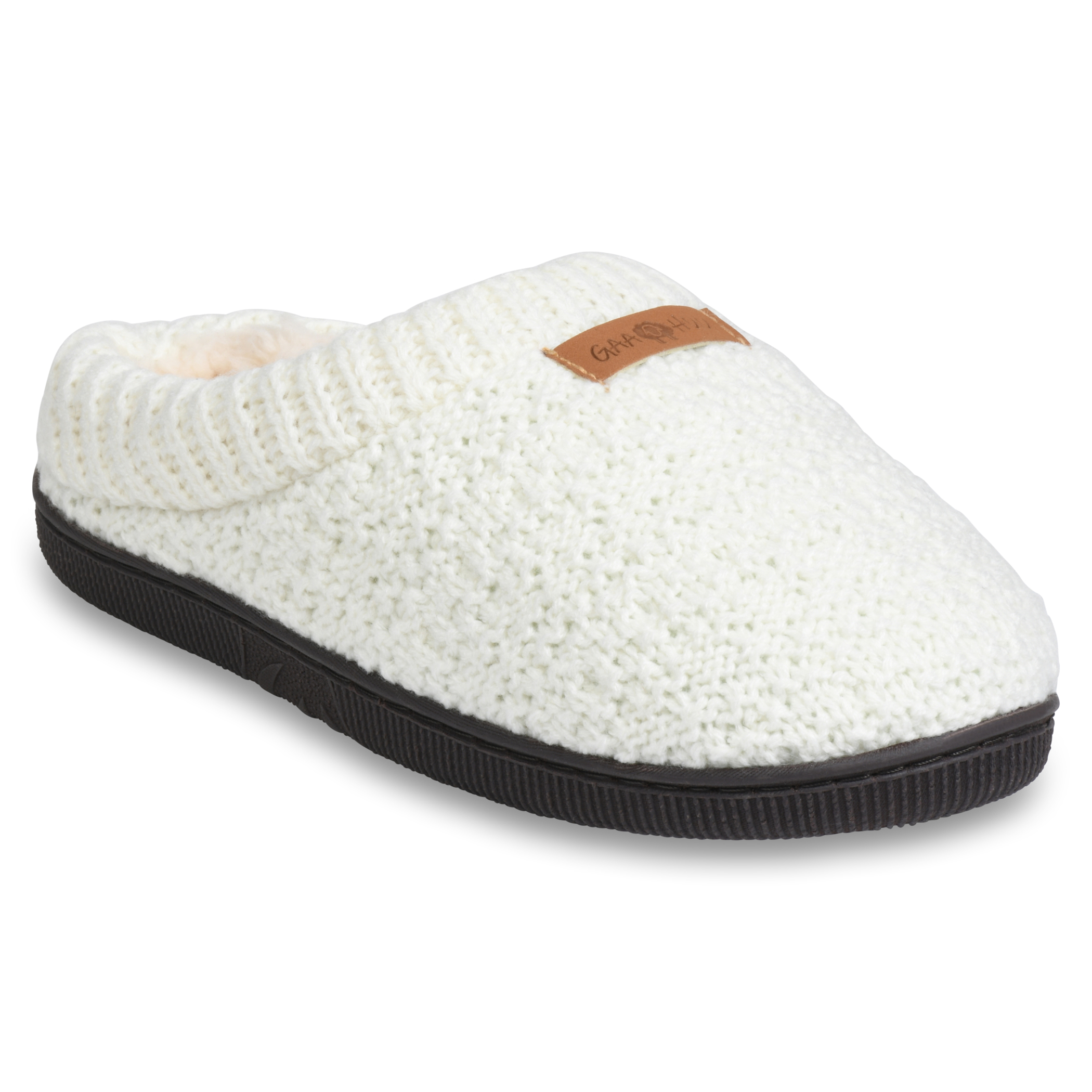 GaaHuu™ Women's Textured Clog Slipper with Rib Knit Trim - natural small