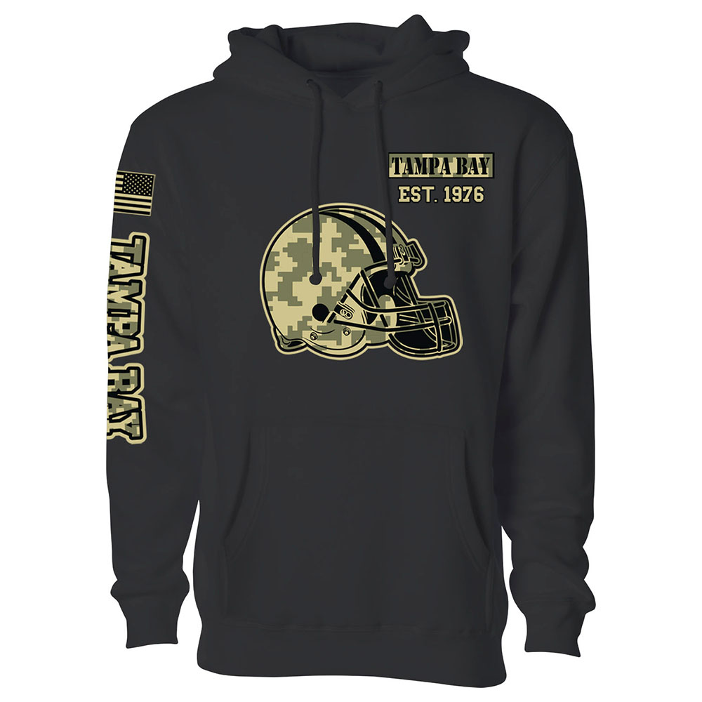 Men's Ultimate Camo Football Black Pullover Hoodie - Tampa Bay - Black / 2XL