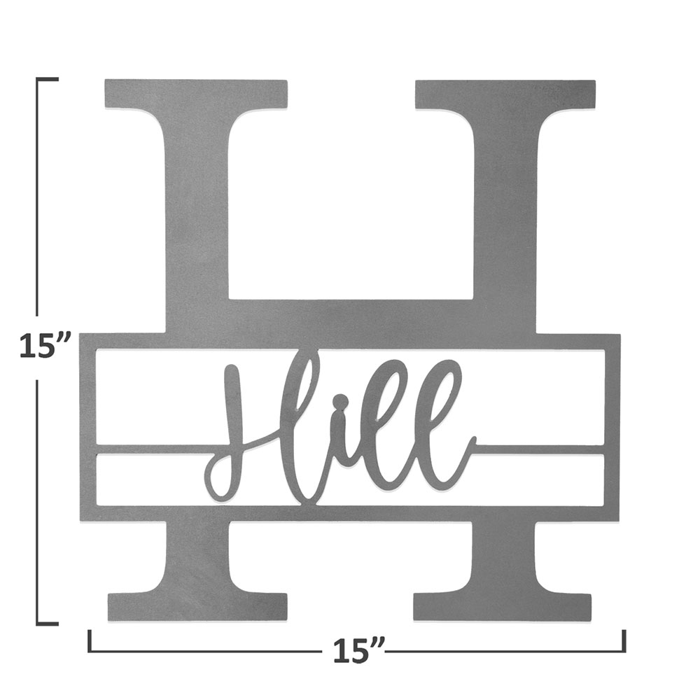 12- or 15-Inch Personalized Metal Family Monogram Last Name Sign - 15 inch Script Letter Monogram