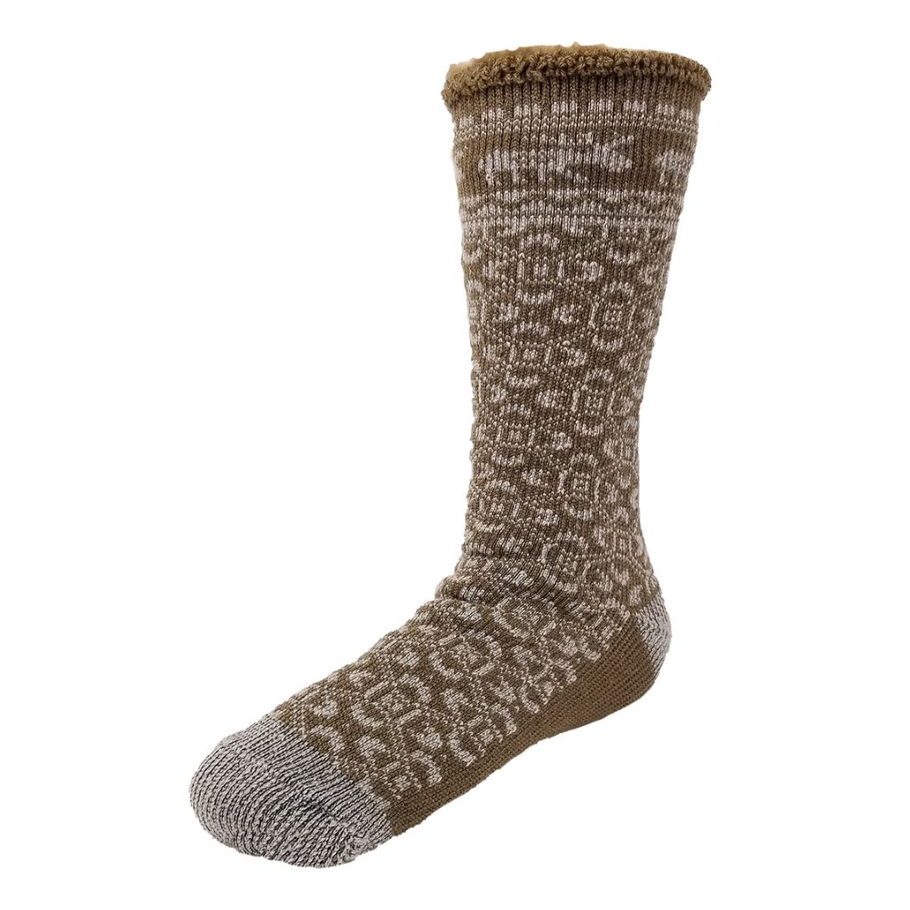 GaaHuu Men's Brushed 2.7-TOG Patterned Thermal Socks - Brown