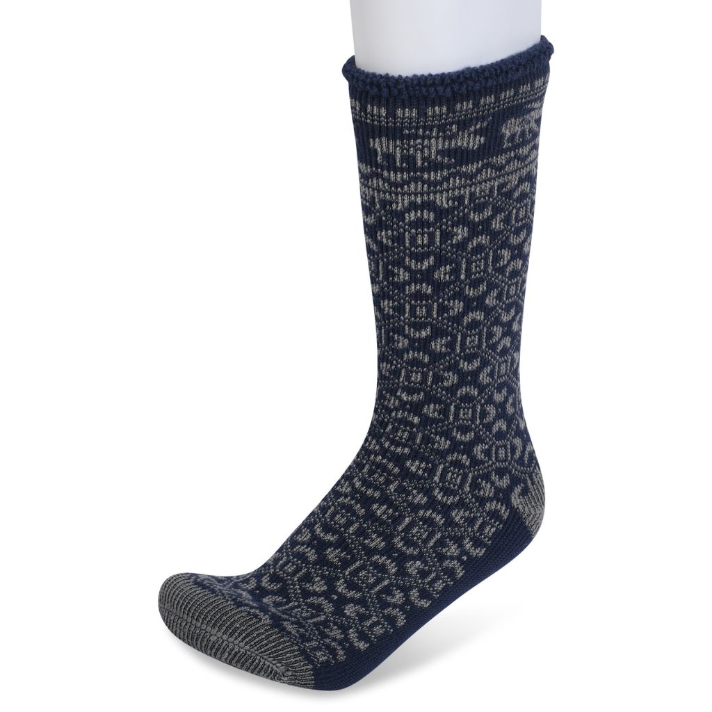 GaaHuu Men's Brushed 2.7-TOG Patterned Thermal Socks - Navy