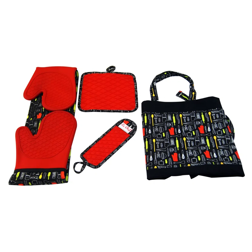 Le Chef&trade; 4-Piece Kitchen Tools Apron Set - Red Diamond Tool