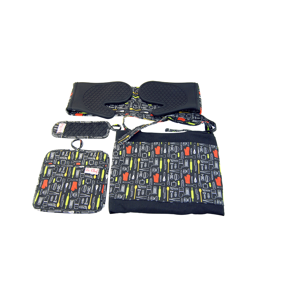 Le Chef&trade; 4-Piece Kitchen Tools Apron Set - Black Diamond Tool