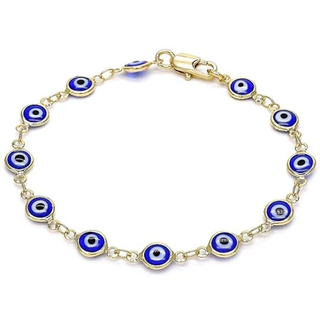 Women's 18K-Gold-Plated Protection Good Luck Bracelet - Blue-10''