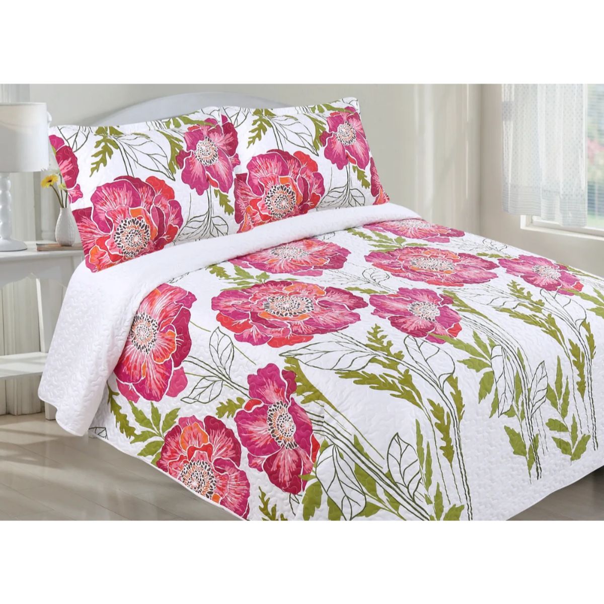 Photos - Duvet Private Label Oversized Pink and Lime Quilt Set - Twin Q014