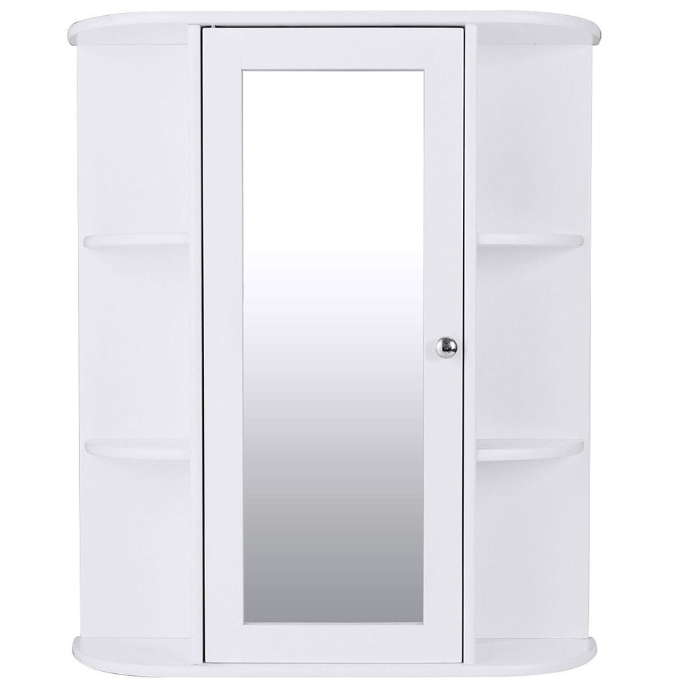 Wall-Mounted Bathroom Storage Medicine Cabinet with Mirror - White