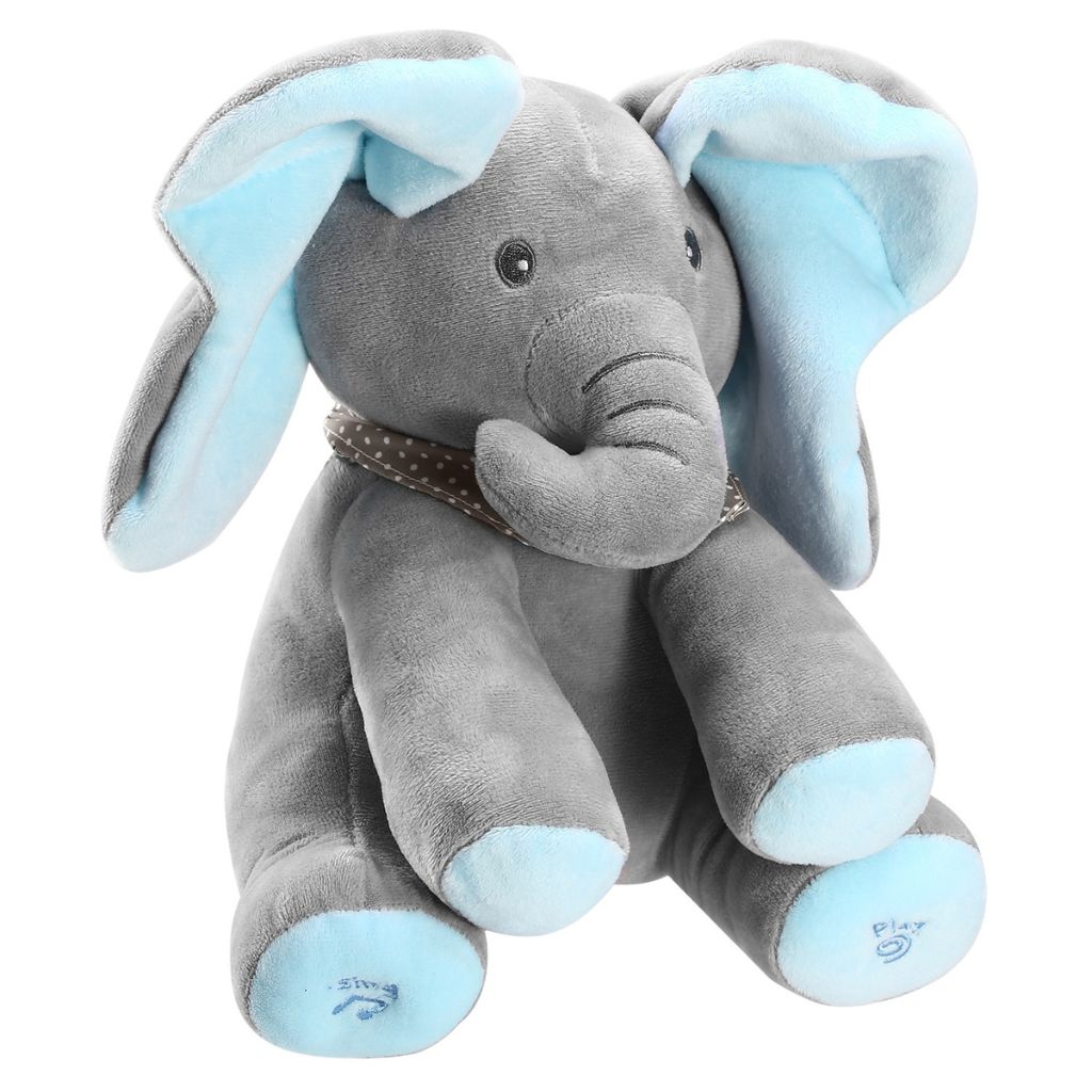 12-Inch Stuffed Plush Elephant - Blue
