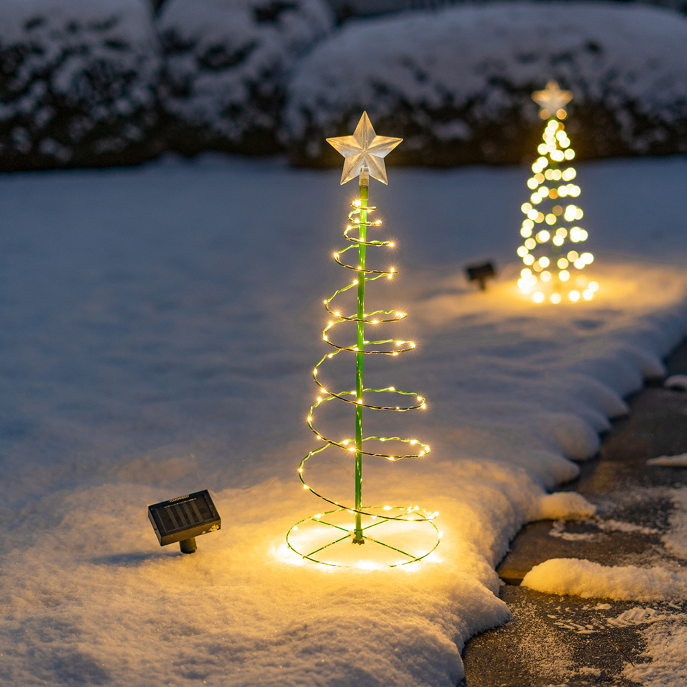 Merrylite™ Solar LED Metal Christmas Tree - Warm White - 2ft - 2-Pack