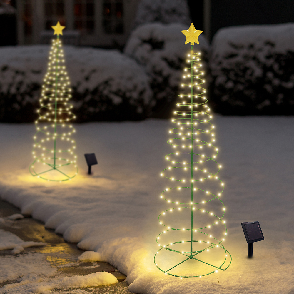 Merrylite™ Solar LED Metal Christmas Tree - Warm White - 4ft - 1-Pack