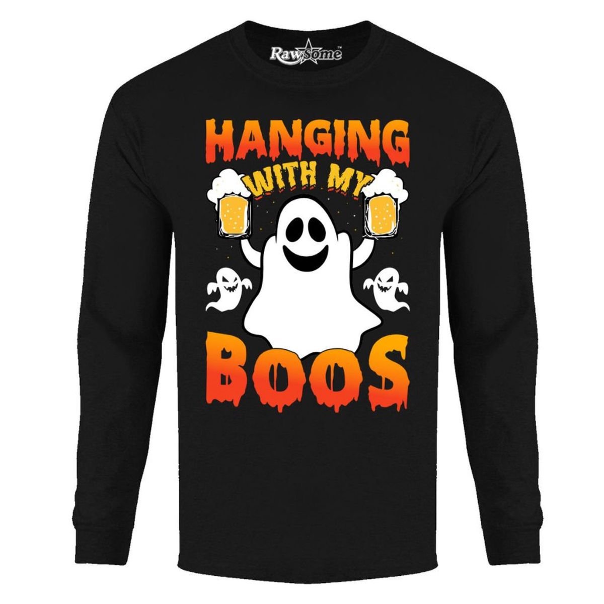 Men's Creepy Halloween Long Sleeve Shirt - Large - Hanging with My Boos