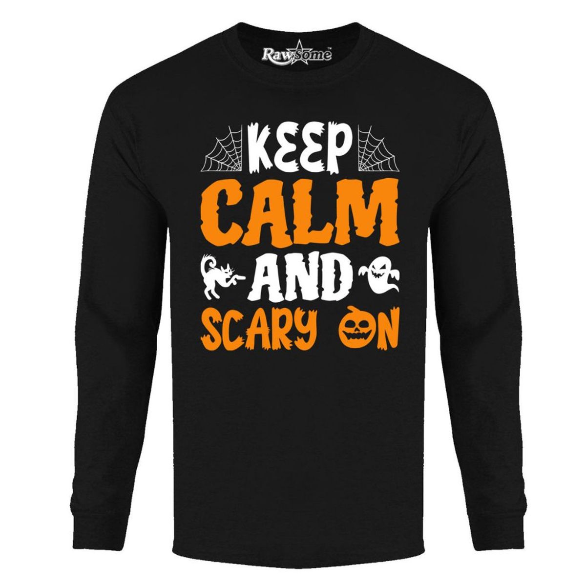 Men's Creepy Halloween Long Sleeve Shirt - X-Large - Keep Calm and Scary On-image-SKU4052863