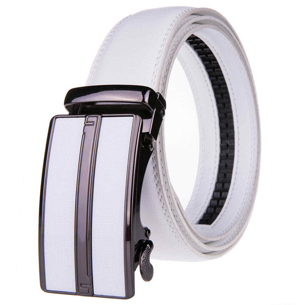 Photos - Belt DAILYHAUTE Men's Stripe Buckle Adjustable Ratchet  - WHITE / SMALL(32