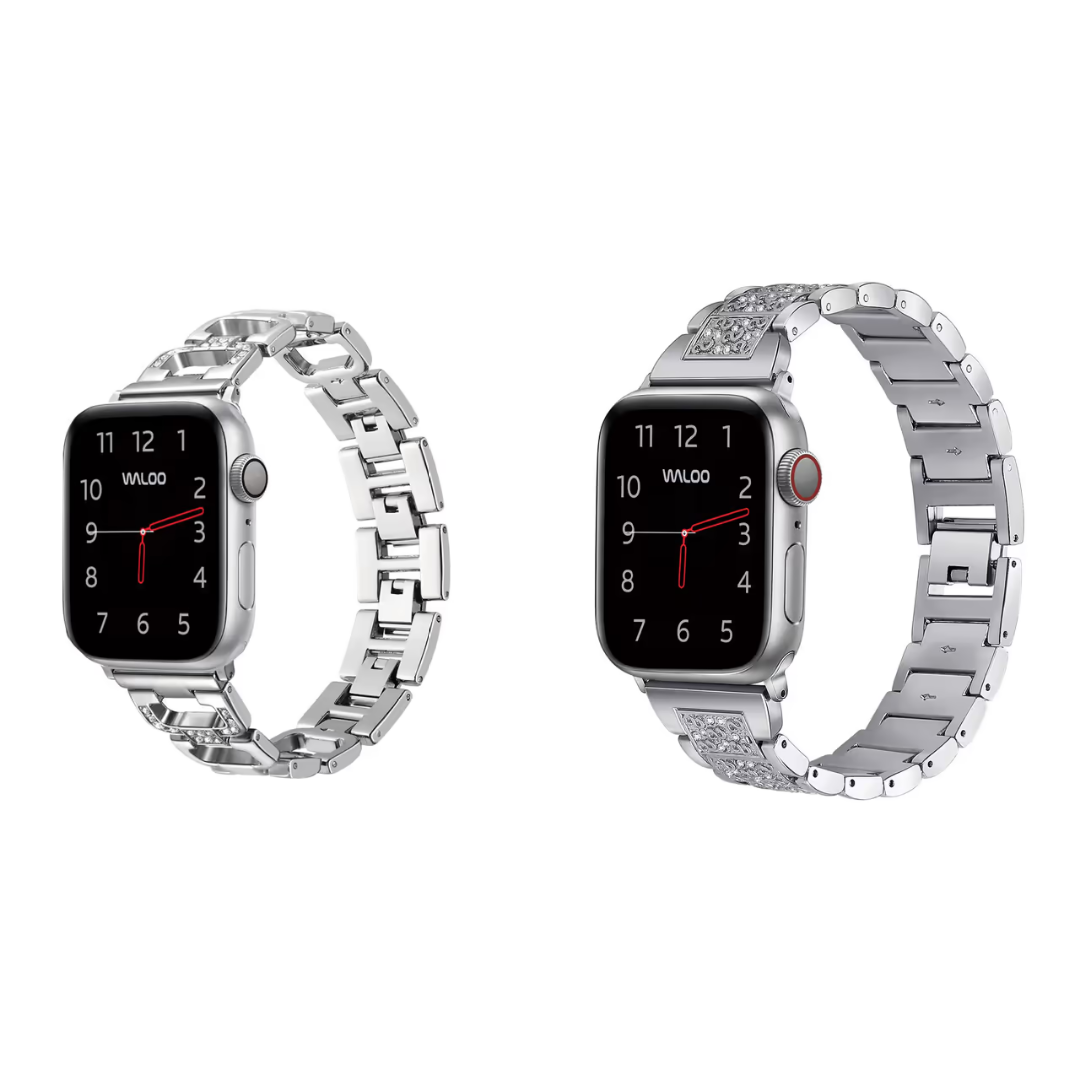 Diamond  Rhinestone Pattern Band for Apple Watch 2Pack  RhineStone Combo42mmSilverSilver
