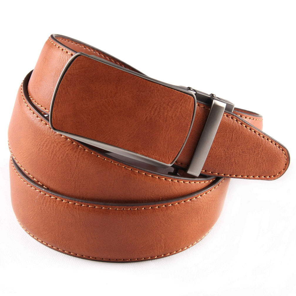 Photos - Belt DAILY HAUTE Men's Slide Ratchet  with Leather-Covered Buckle - COGNAC