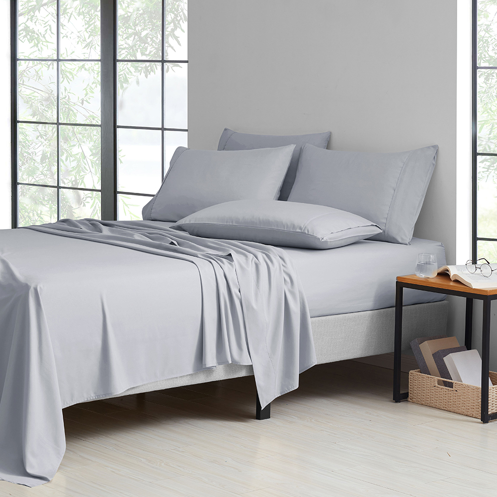 2,000-TC Bamboo Blend 6-Piece Sheet Set with Deep Pockets - Twin - Silver