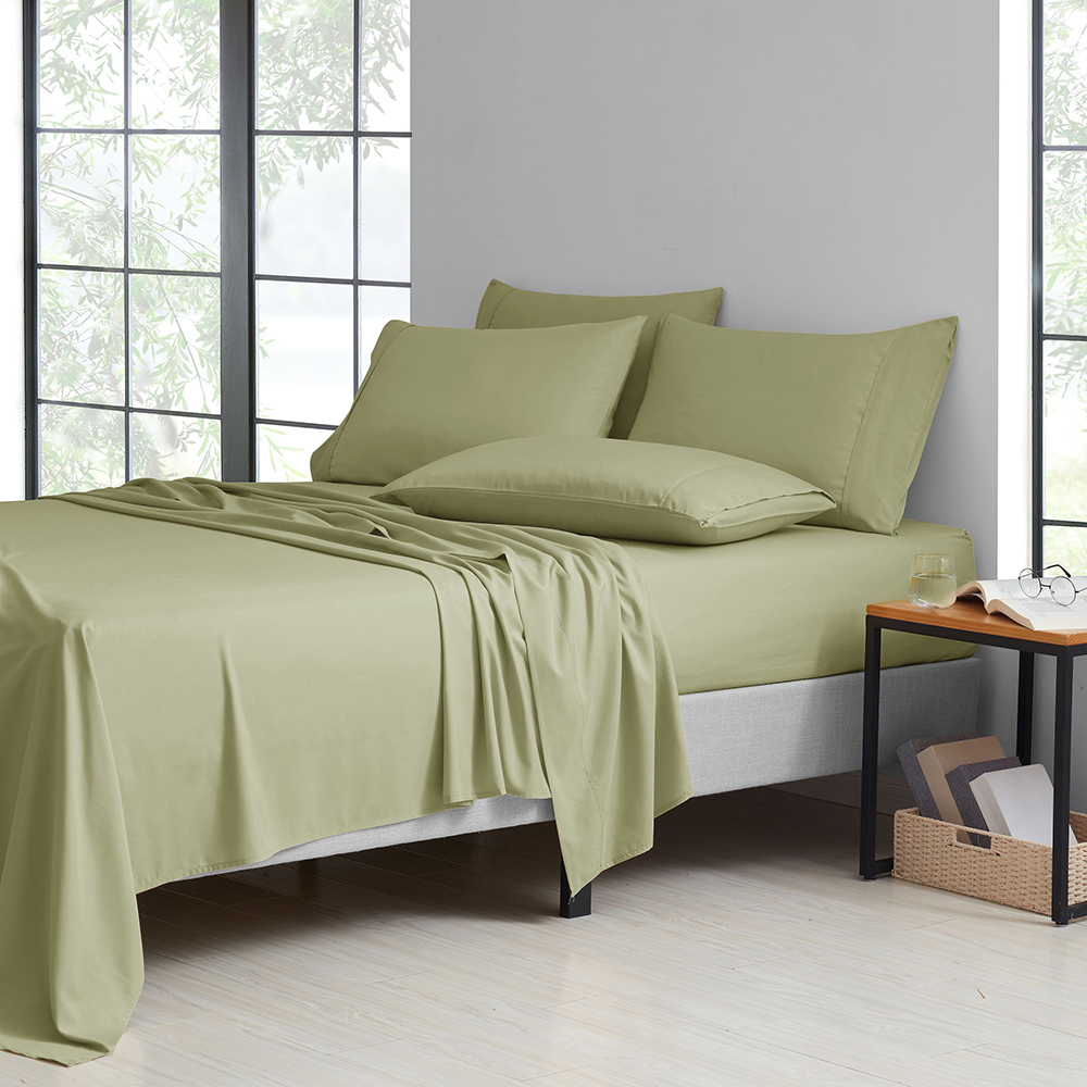 2,000-TC Bamboo Blend 6-Piece Sheet Set with Deep Pockets - Full - Sage