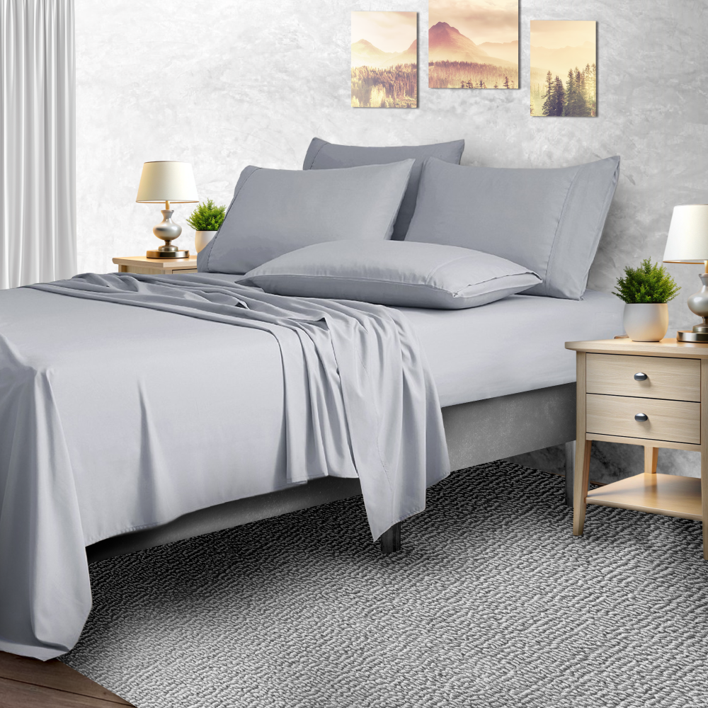 2,000-TC Bamboo Blend 6-Piece Sheet Set with Deep Pockets - Queen - Silver