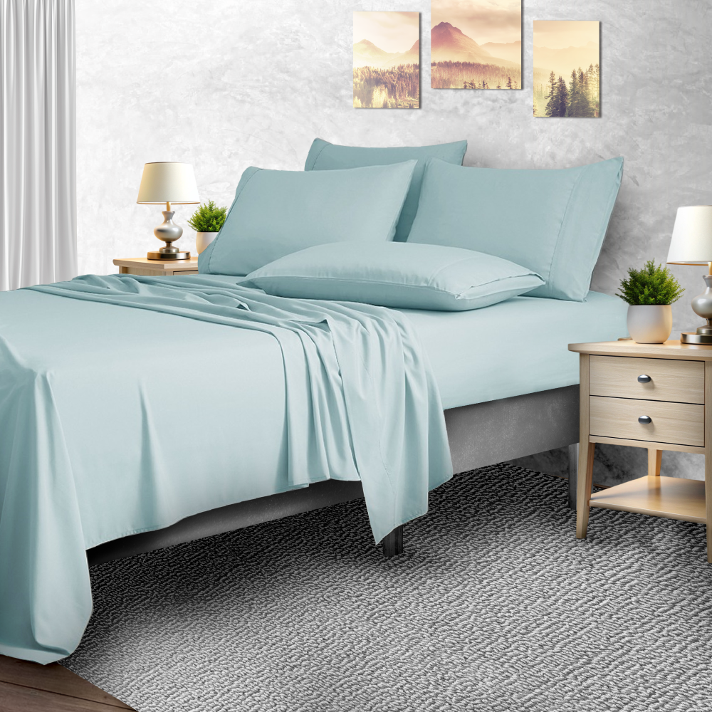2,000-TC Bamboo Blend 6-Piece Sheet Set with Deep Pockets - Queen - Aqua