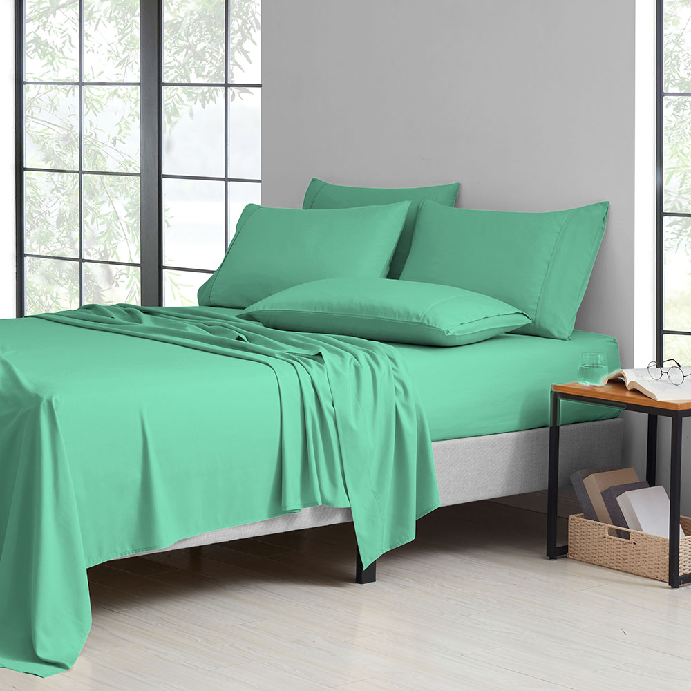 2,000-TC Bamboo Blend 6-Piece Sheet Set with Deep Pockets - King - Evergreen