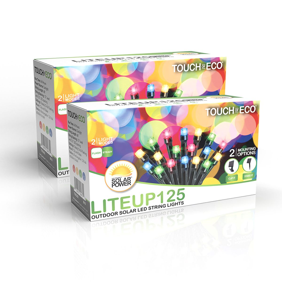 Multicolor Solar Powered LED String Light (1, 2, or 4-Pack) - Multicolor Solar String Light-2Pk