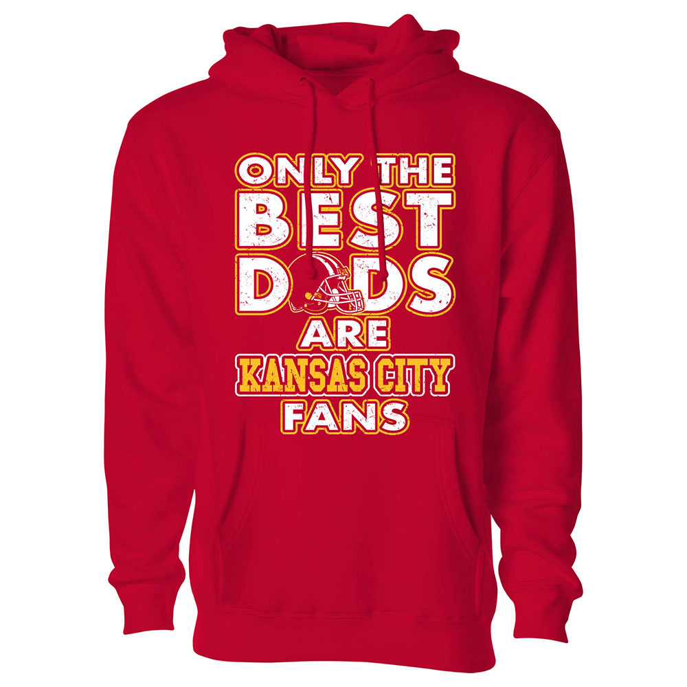 Men's Only The Best Dads Football Fan Pull Over Hoodie - Kansas City - Red / 2XL