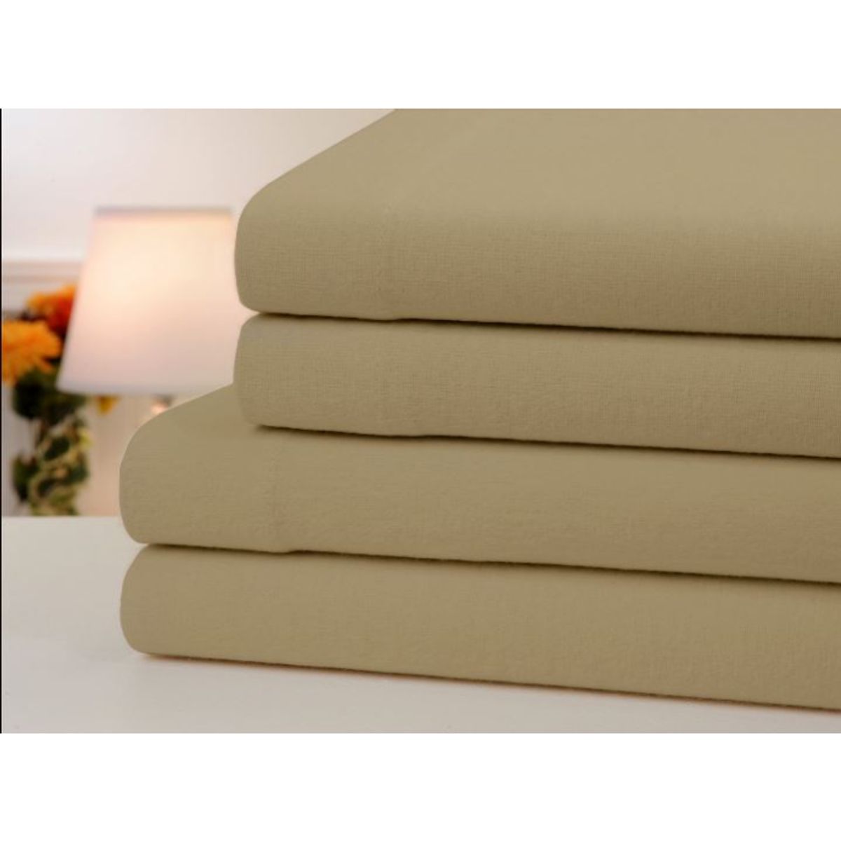 Bibb Home&reg; 100% Cotton Solid 4-Piece Flannel Sheet Set - King - Taupe