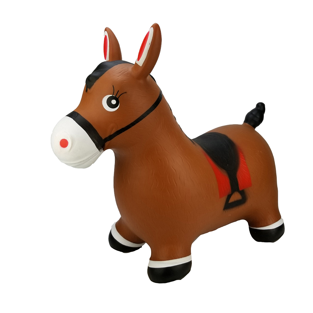 BounceZiez&trade; Inflatable Bouncing Animal Hoppers with Hand Pump - Brown Horse