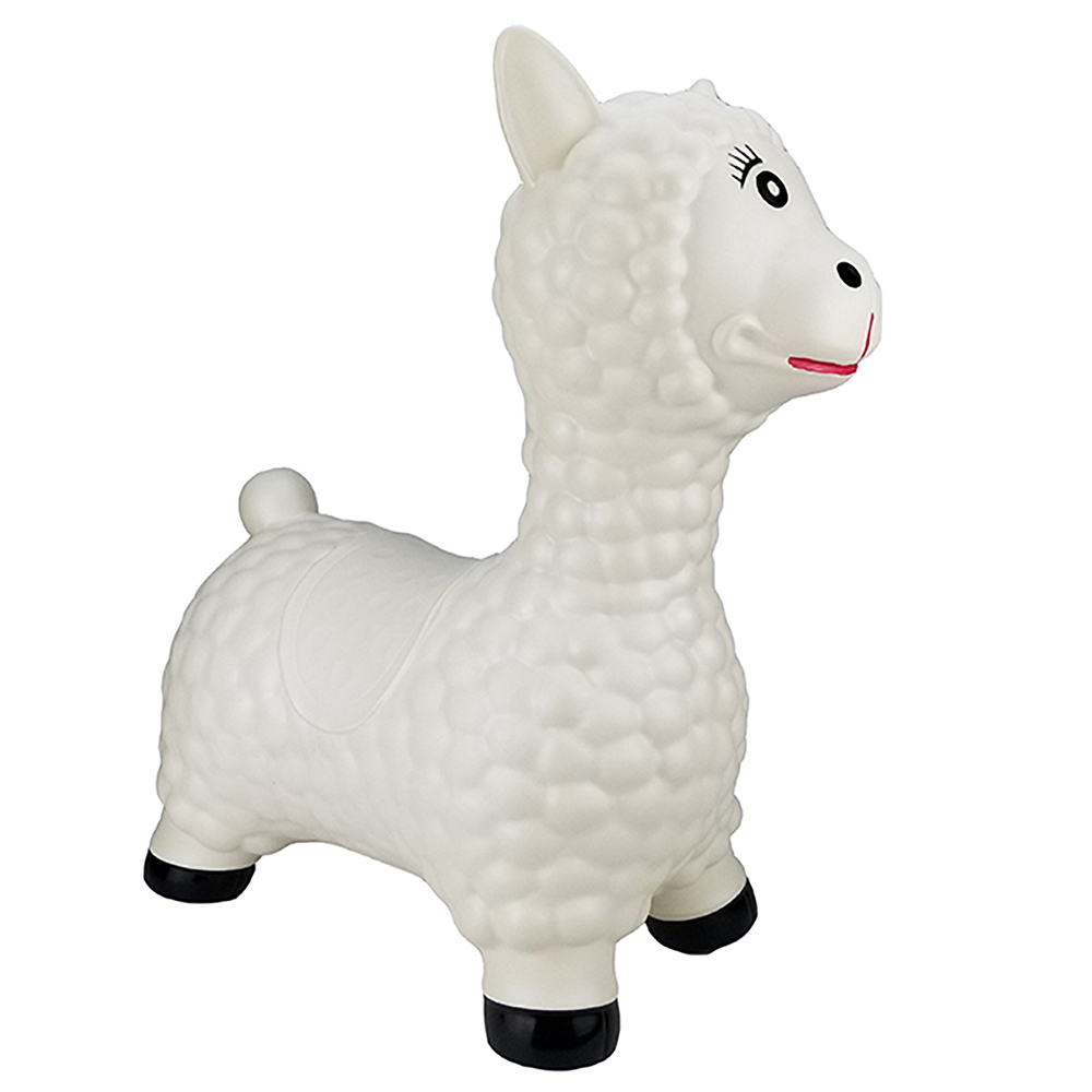 BounceZiez™ Inflatable Bouncing Animal Hoppers with Hand Pump - White Llama
