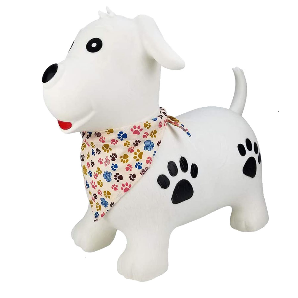 BounceZiez™ Inflatable Bouncing Animal Hoppers with Hand Pump - White Dog