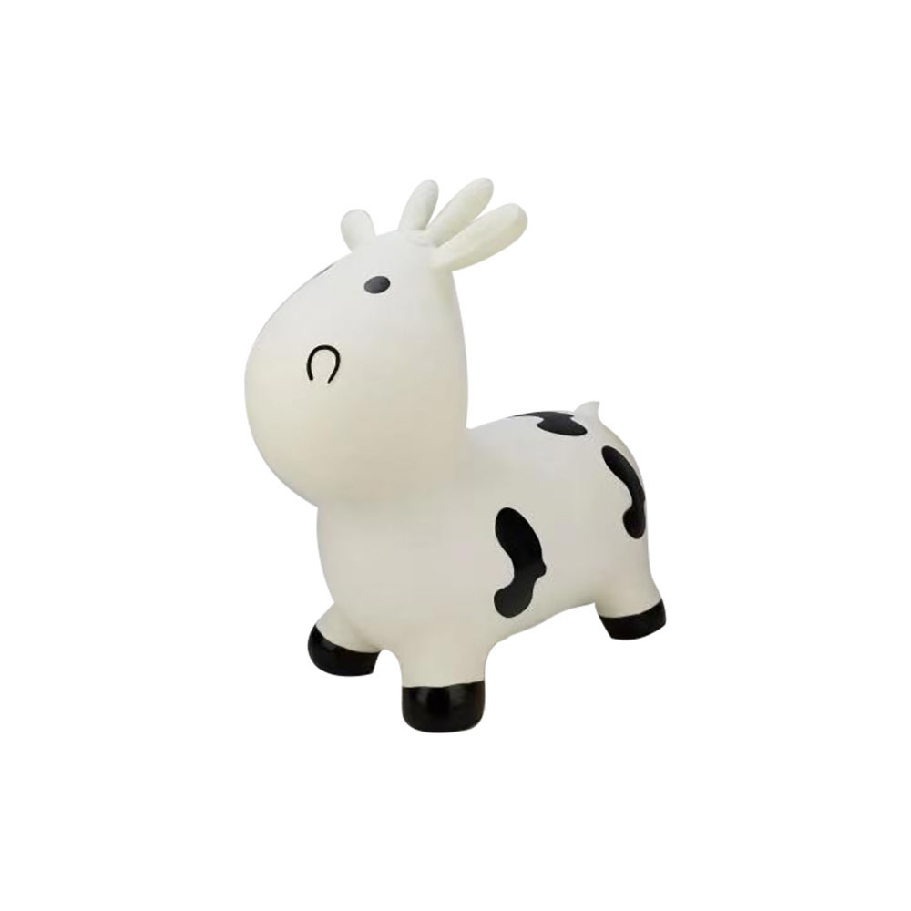 BounceZiez™ Inflatable Bouncing Animal Hoppers with Hand Pump - White Cow