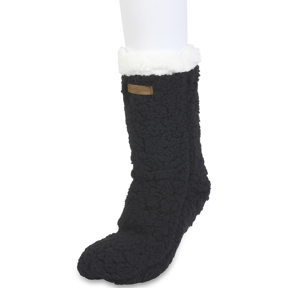 Women's Faux Shearling Cabin Socks - black