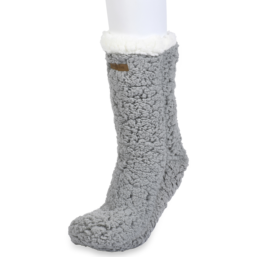 Women's Faux Shearling Cabin Socks - grey