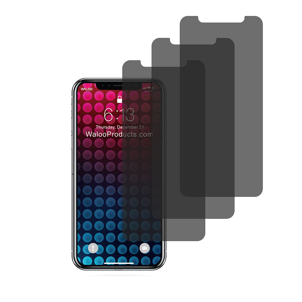 Waloo Tempered Glass/Privacy/Anti-Blue Screen Protector for Phones (3-Pack) - 3 Pack Privacy I phone 12 Pro Max