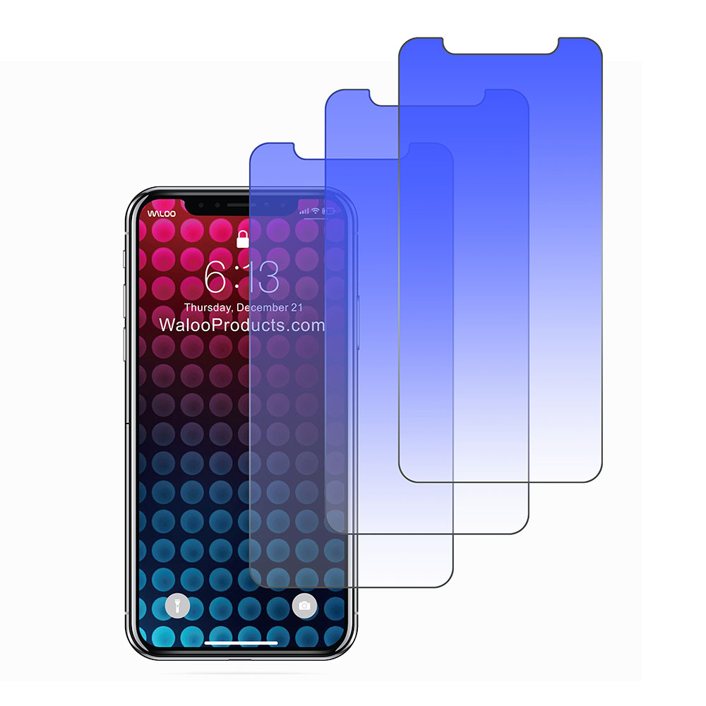 Waloo Tempered Glass/Privacy/Anti-Blue Screen Protector for Phones (3-Pack) - 3 Pack Anti Blue Iphone 13 Mini