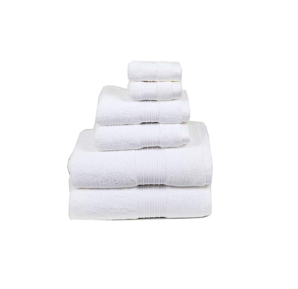 Divine Home 6-Piece 100% Cotton Luxury Towel Set - White