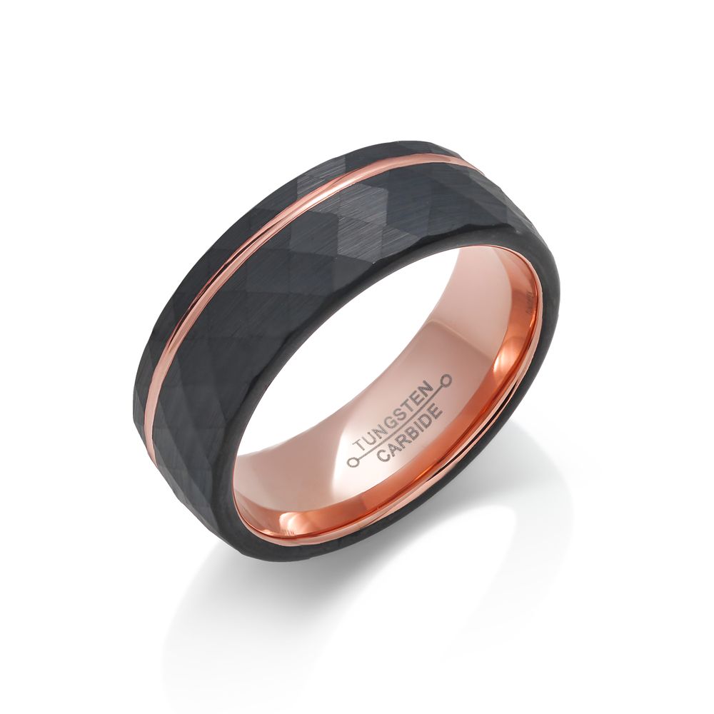 Azury 8mm Tungsten Carbide Unisex Band Rings - ROSE SIZE 9