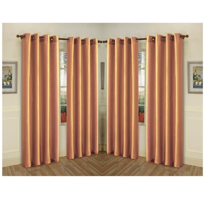 Semi-Sheer Faux Silk 84" Curtain Panels (4-Pack) - Gold