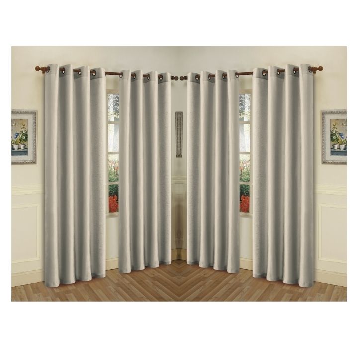 Photos - Curtains & Drapes J&V TEXTILES Semi-Sheer Faux Silk 84" Curtain Panels  - Silver 4-MIRA SILVER(4-Pack)