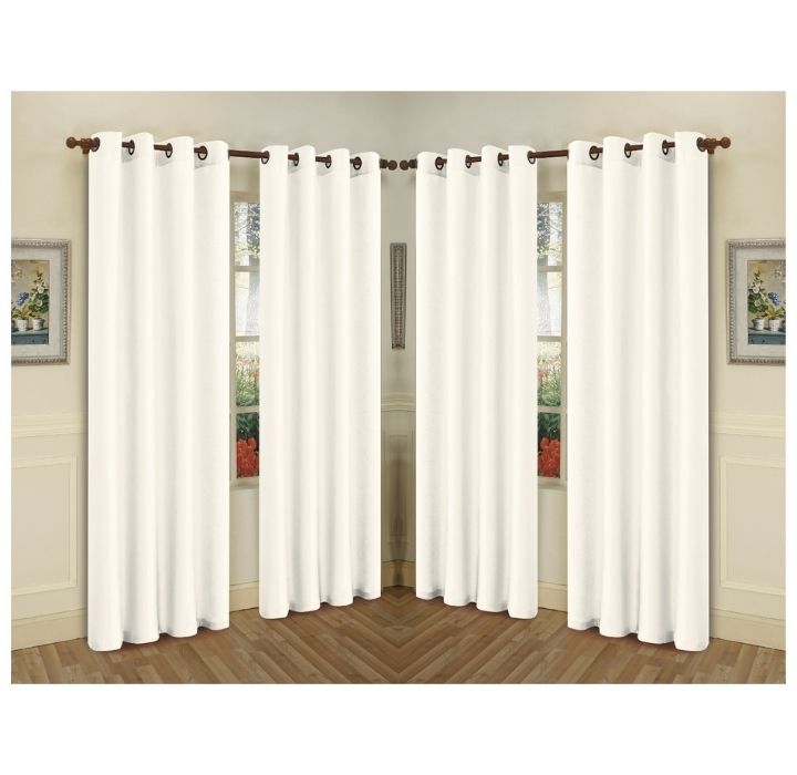 Photos - Curtains & Drapes J&V TEXTILES Semi-Sheer Faux Silk 84" Curtain Panels  - White 4-MIRA WHITE(4-Pack)