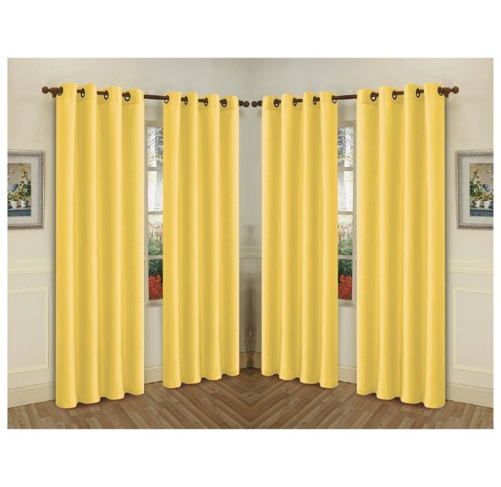 Semi-Sheer Faux Silk 84" Curtain Panels (4-Pack) - Yellow