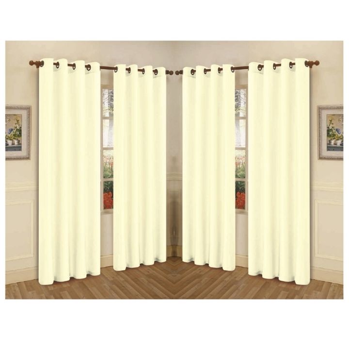 Semi-Sheer Faux Silk 84" Curtain Panels (4-Pack) - Ivory