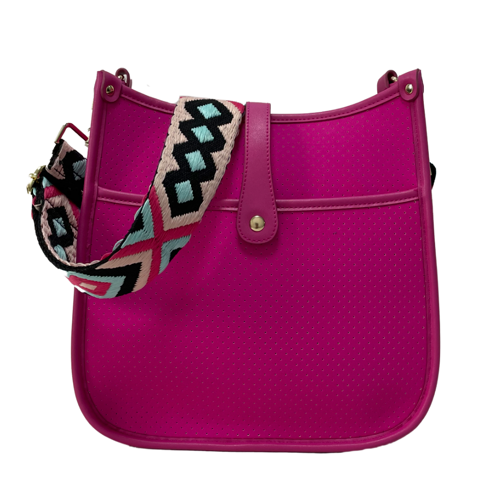 Neoprene Courier Choose Your Strap  Fuschia  Gray Lepard