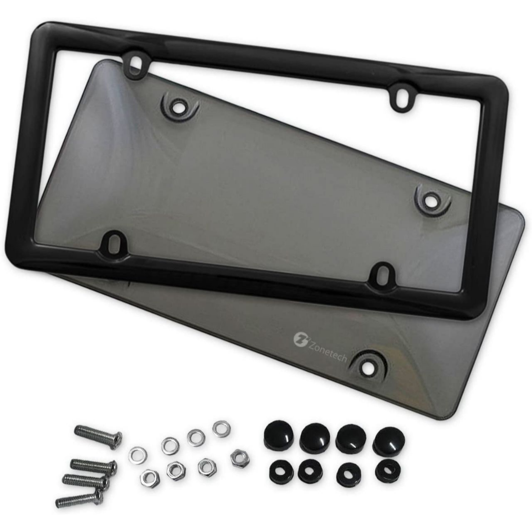 Zone Tech® Clear Smoked License Plate Cover and Frame - Clear smoked plate Cover and Frame