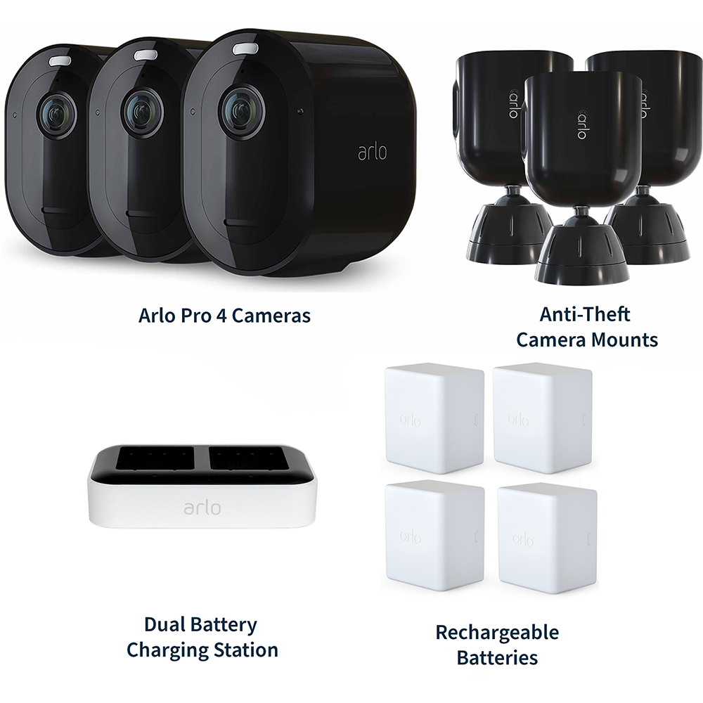 Arlo® Pro 4 Spotlight Camera 12-Piece Security Bundle - Arlo Pro 4 Camera Security Bundle, Black
