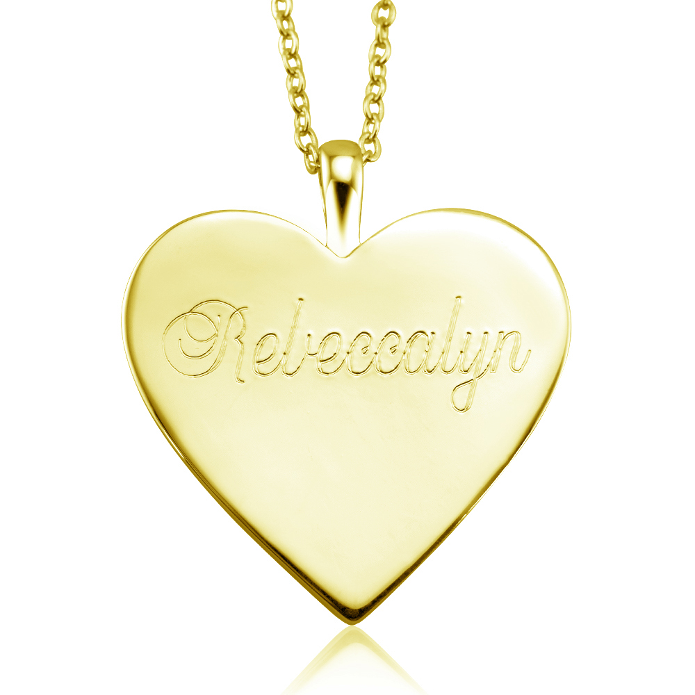 Personalized 18K-Gold-Plated Heart Necklaces - Yellow
