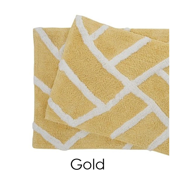 100% Cotton Plush Water Absorbent Bath Mat (2-Pack) - Gold